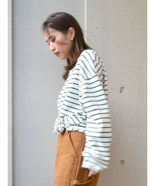 Ungrid(アングリッド)の「ボートネックボーダーロングスリーブTee(Tシャツ/カットソー・レディース・ネイビー/グリーン/ピンク・FREE)」の12枚目の写真