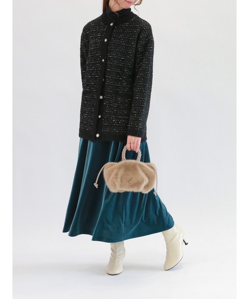 Te chichi（テチチ）の「ミックスツイード調ニットジャケット（ニット/セーター・レディース・ブラック/ベージュ・ﾌﾘ-）」の4枚目の写真