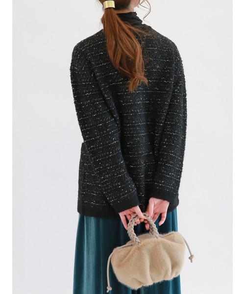 Te chichi（テチチ）の「ミックスツイード調ニットジャケット（ニット/セーター・レディース・ブラック/ベージュ・ﾌﾘ-）」の8枚目の写真