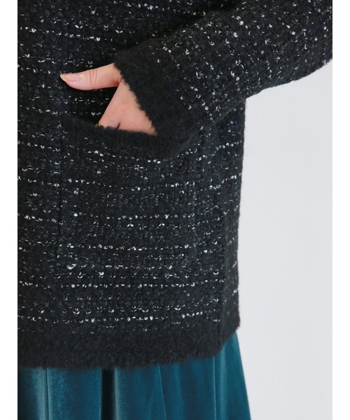 Te chichi（テチチ）の「ミックスツイード調ニットジャケット（ニット/セーター・レディース・ブラック/ベージュ・ﾌﾘ-）」の10枚目の写真