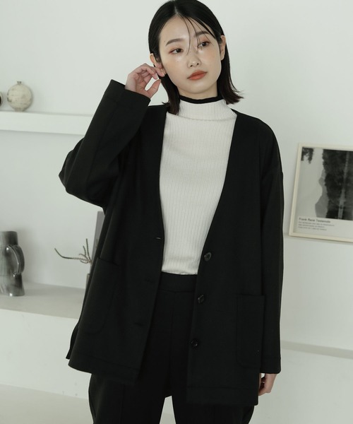 LAKOLE（ラコレ）の「カット起毛ジャケット[セットアップ対応] / 179978（その他アウター・レディース・ブラック/サンドグレー・MEDIUM/SMALL）」の2枚目の写真