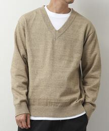 NOLLEY'S goodman | リサイクルコットン Vネックニットプルオーバー（※ロンＴ付き）(ニット/セーター)