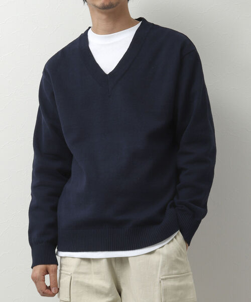 NOLLEY'S goodman(ノーリーズグッドマン)の「リサイクルコットン Vネックニットプルオーバー(※ロンT付き)(ニット/セーター・メンズ・ベージュ/ブラック/ネイビー/イエロー・M/L)」の11枚目の写真