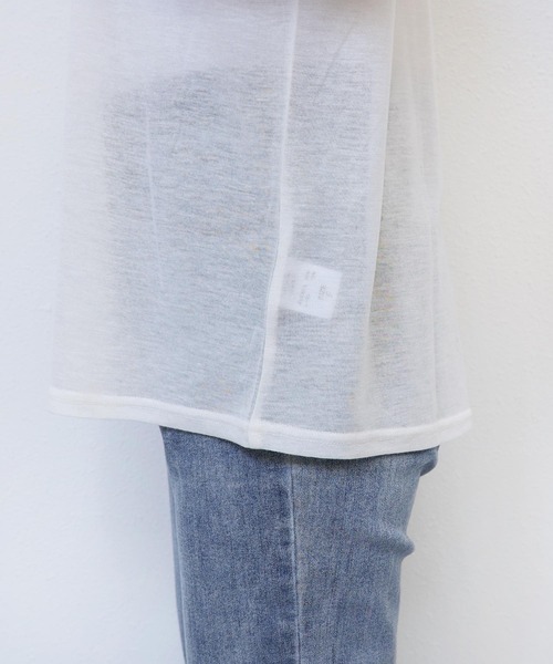 andme(アンドミー)の「シアーオーバーサイズ配色ラグラン長袖トップス(Tシャツ/カットソー・レディース・グレー/アイボリー/ベージュ・FREE)」の9枚目の写真
