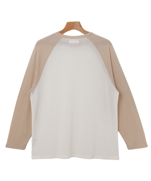 andme(アンドミー)の「シアーオーバーサイズ配色ラグラン長袖トップス(Tシャツ/カットソー・レディース・グレー/アイボリー/ベージュ・FREE)」の21枚目の写真