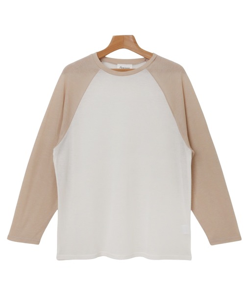 andme(アンドミー)の「シアーオーバーサイズ配色ラグラン長袖トップス(Tシャツ/カットソー・レディース・グレー/アイボリー/ベージュ・FREE)」の22枚目の写真