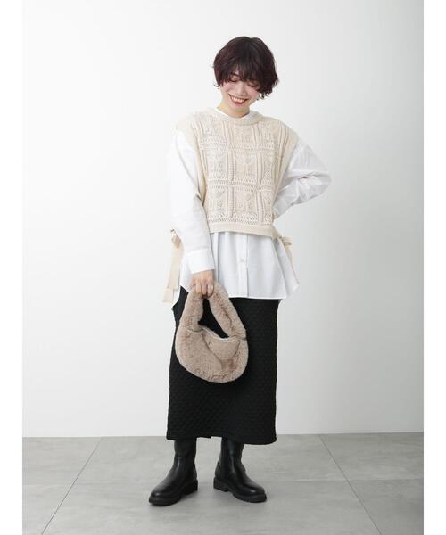 Lugnoncure(ルノンキュール)の「クロシェ編み風ベスト(ベスト・レディース・グリーン/ベージュ/ブラック・フリ-)」の19枚目の写真