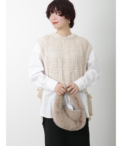 Lugnoncure(ルノンキュール)の「クロシェ編み風ベスト(ベスト・レディース・グリーン/ベージュ/ブラック・フリ-)」の20枚目の写真