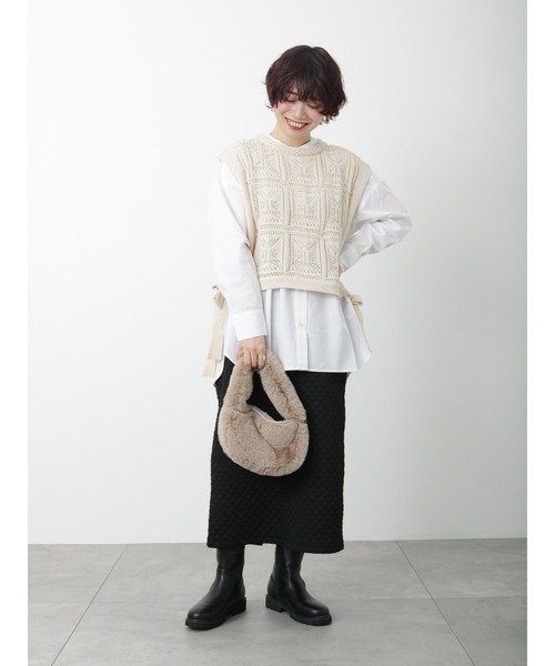 Lugnoncure(ルノンキュール)の「クロシェ編み風ベスト(ベスト・レディース・グリーン/ベージュ/ブラック・フリ-)」の15枚目の写真