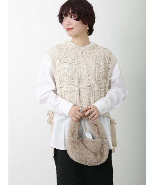 Lugnoncure(ルノンキュール)の「クロシェ編み風ベスト(ベスト・レディース・グリーン/ベージュ/ブラック・フリ-)」の14枚目の写真