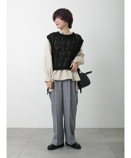 Lugnoncure(ルノンキュール)の「クロシェ編み風ベスト(ベスト・レディース・グリーン/ベージュ/ブラック・フリ-)」の13枚目の写真