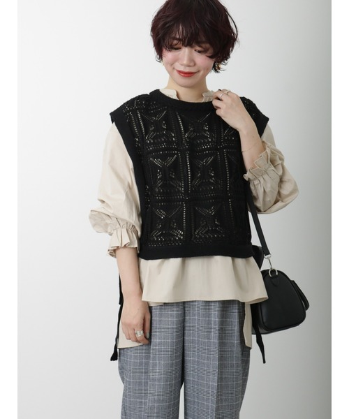 Lugnoncure(ルノンキュール)の「クロシェ編み風ベスト(ベスト・レディース・グリーン/ベージュ/ブラック・フリ-)」の12枚目の写真