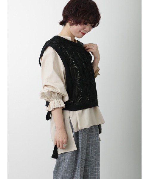 Lugnoncure(ルノンキュール)の「クロシェ編み風ベスト(ベスト・レディース・グリーン/ベージュ/ブラック・フリ-)」の10枚目の写真