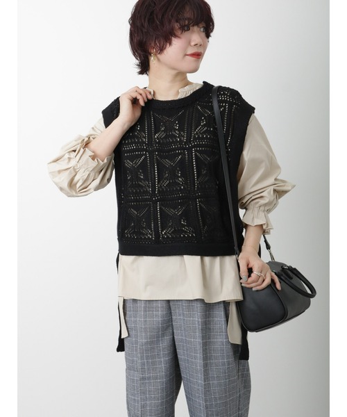 Lugnoncure(ルノンキュール)の「クロシェ編み風ベスト(ベスト・レディース・グリーン/ベージュ/ブラック・フリ-)」の11枚目の写真