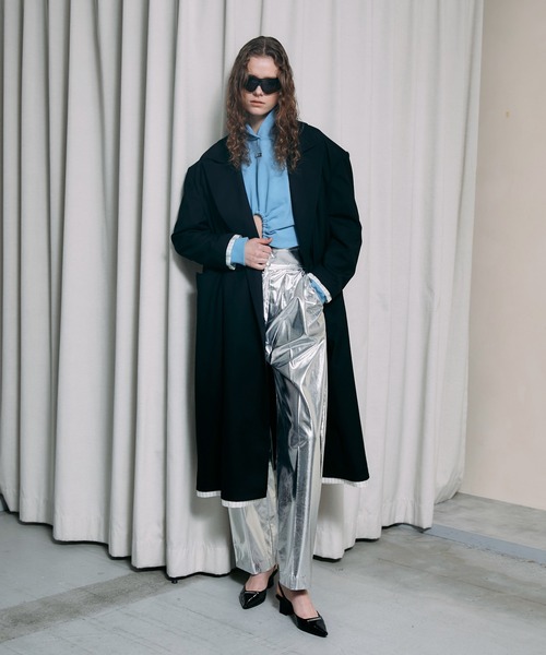 PRANK PROJECT(プランクプロジェクト)の「ピークドカラービッグチェスターコート/Peaked Collar Big Chester Coat(チェスターコート・レディース・ネイビー/ブラック・FREE)」の18枚目の写真