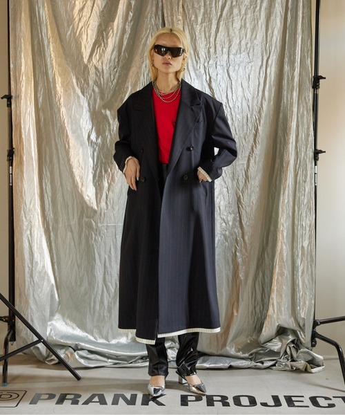 PRANK PROJECT(プランクプロジェクト)の「ピークドカラービッグチェスターコート/Peaked Collar Big Chester Coat(チェスターコート・レディース・ネイビー/ブラック・FREE)」の13枚目の写真