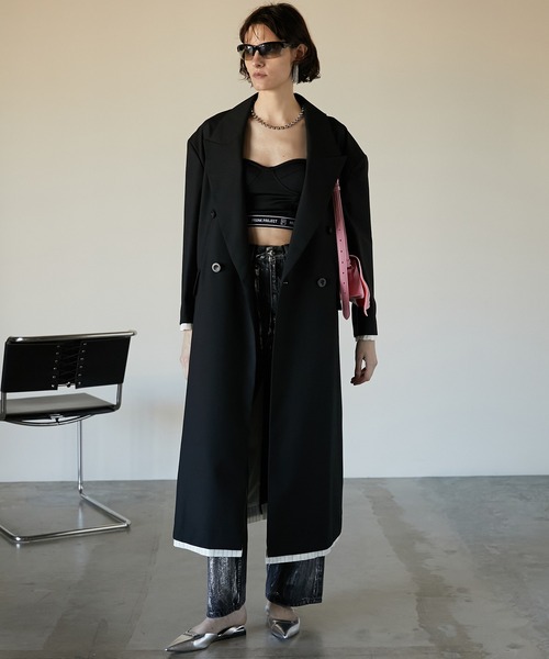 PRANK PROJECT(プランクプロジェクト)の「ピークドカラービッグチェスターコート/Peaked Collar Big Chester Coat(チェスターコート・レディース・ネイビー/ブラック・FREE)」の21枚目の写真
