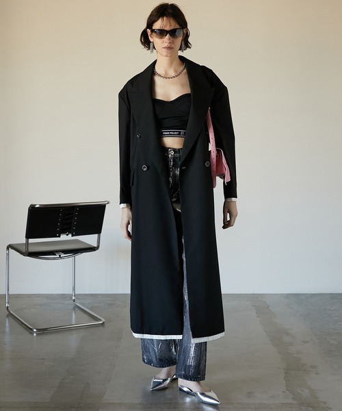 PRANK PROJECT(プランクプロジェクト)の「ピークドカラービッグチェスターコート/Peaked Collar Big Chester Coat(チェスターコート・レディース・ネイビー/ブラック・FREE)」の22枚目の写真