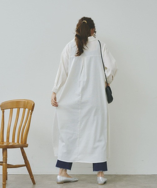 Chez toi(シェトワ)の「7分袖スキッパーシャツワンピース(シャツワンピース・レディース・オフホワイト/ブラック/イエロー/オレンジ・FREE)」の20枚目の写真