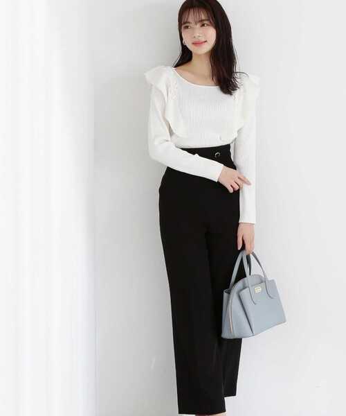 PROPORTION BODY DRESSING（プロポーションボディドレッシング）の「ハイウエストストレートパンツ / 1213130300（その他パンツ・レディース・ベージュ/ブラック・MEDIUM/SMALL）」の4枚目の写真