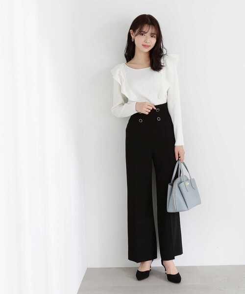 PROPORTION BODY DRESSING（プロポーションボディドレッシング）の「ハイウエストストレートパンツ / 1213130300（その他パンツ・レディース・ベージュ/ブラック・MEDIUM/SMALL）」の2枚目の写真