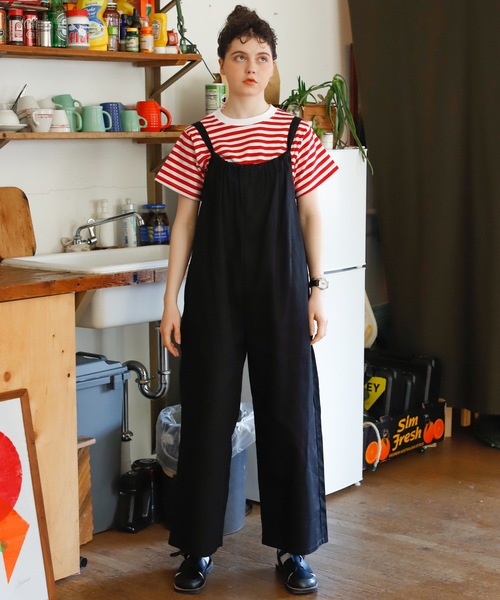 Birthday room（バースデイルーム）の「綿ツイルギャザーオールインワン（つなぎ/オールインワン・レディース・オリーブ/ブラック・FREE）」の13枚目の写真