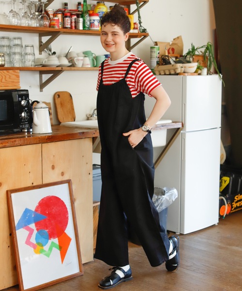 Birthday room（バースデイルーム）の「綿ツイルギャザーオールインワン（つなぎ/オールインワン・レディース・オリーブ/ブラック・FREE）」の17枚目の写真