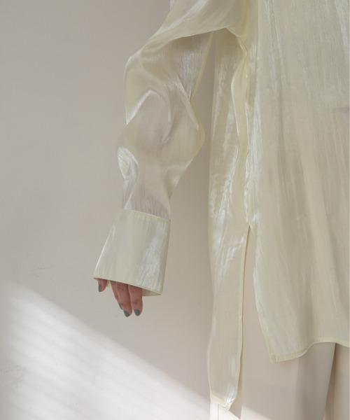VACANCY（ヴァカンシー）の「開襟シャイニーオーバーシャツ（シャツ/ブラウス・レディース・ブルー/グレー/イエロー/グリーン・FREE）」の13枚目の写真
