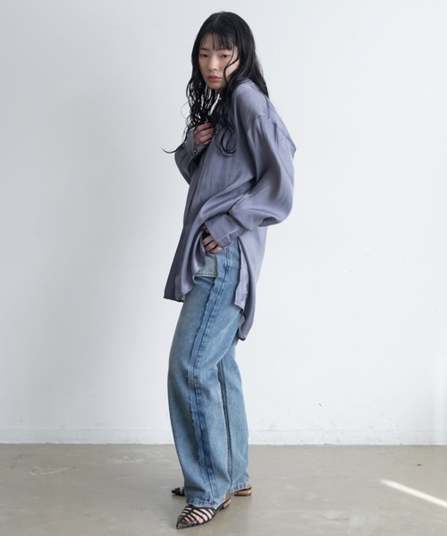 VACANCY（ヴァカンシー）の「開襟シャイニーオーバーシャツ（シャツ/ブラウス・レディース・ブルー/グレー/イエロー/グリーン・FREE）」の22枚目の写真