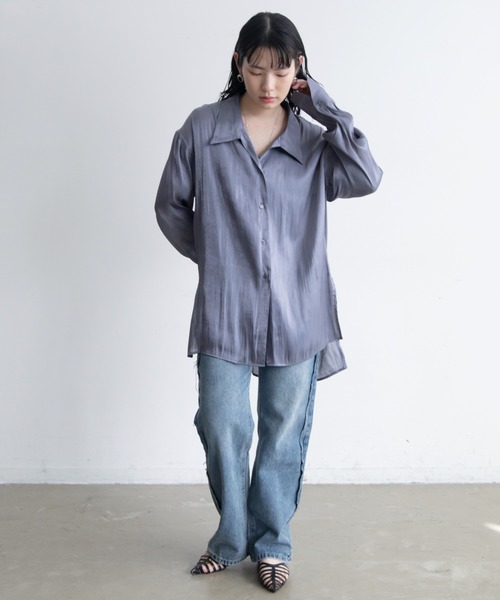 VACANCY（ヴァカンシー）の「開襟シャイニーオーバーシャツ（シャツ/ブラウス・レディース・ブルー/グレー/イエロー/グリーン・FREE）」の21枚目の写真