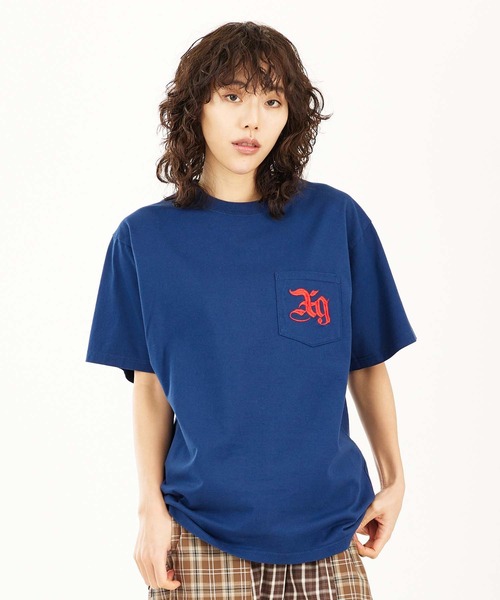 イーヴィルガールTシャツXL X-girl（エックスガール）の「EMBLEM EMBROIDERY POCKET S/S TEE