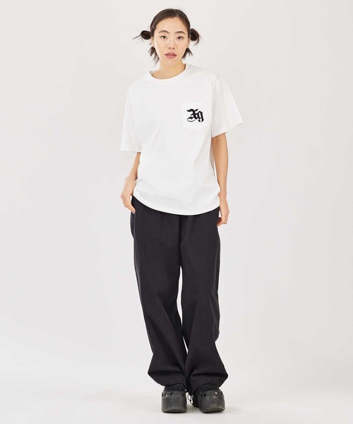 tシャツ NUMBERING EMBROIDERY H/S TEE レディース X-girl（エックスガール）の「EMBLEM EMBROIDERY POCKET S/S TEE