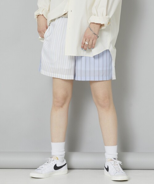 5525Gallery（ゴーゴーニーゴーギャラリー）の「SHIRT FIRSTHAND by 5525gallery/シャツファーストハンド バイ 5525ギャラリー SHT FH SHORT PANT / ショートパンツ/SHT FH SHORT PANT / ショートパンツ（その他パンツ・レディース・ホワイト/サックスブルー/ストライプ・FREE）」の11枚目の写真