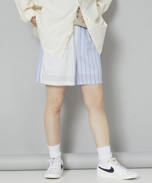5525Gallery（ゴーゴーニーゴーギャラリー）の「SHIRT FIRSTHAND by 5525gallery/シャツファーストハンド バイ 5525ギャラリー SHT FH SHORT PANT / ショートパンツ/SHT FH SHORT PANT / ショートパンツ（その他パンツ・レディース・ホワイト/サックスブルー/ストライプ・FREE）」の6枚目の写真