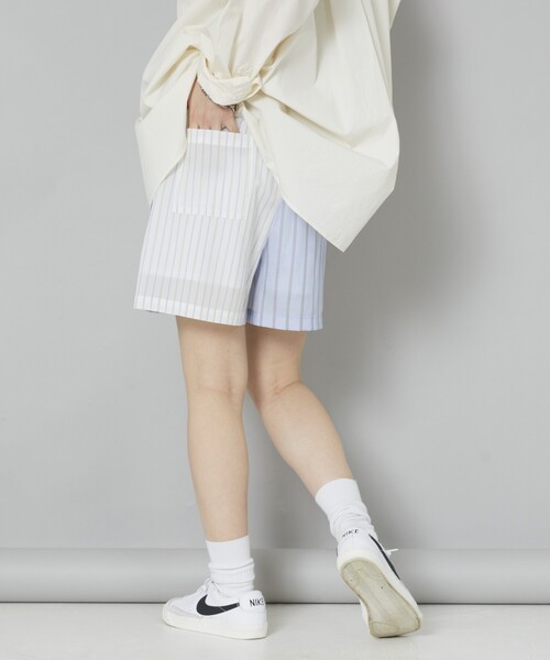 5525Gallery（ゴーゴーニーゴーギャラリー）の「SHIRT FIRSTHAND by 5525gallery/シャツファーストハンド バイ 5525ギャラリー SHT FH SHORT PANT / ショートパンツ/SHT FH SHORT PANT / ショートパンツ（その他パンツ・レディース・ホワイト/サックスブルー/ストライプ・FREE）」の21枚目の写真