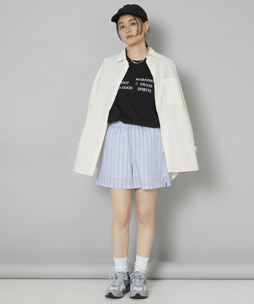 5525Gallery（ゴーゴーニーゴーギャラリー）の「SHIRT FIRSTHAND by 5525gallery/シャツファーストハンド バイ 5525ギャラリー SHT FH SHORT PANT / ショートパンツ/SHT FH SHORT PANT / ショートパンツ（その他パンツ・レディース・ホワイト/サックスブルー/ストライプ・FREE）」の18枚目の写真