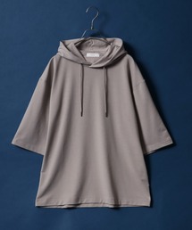 ANPAS | Ponte Fabric Oversized Half Sleeve Huudie/ポンチ オーバーサイズ ミニ裏毛 Tパーカー(パーカー)