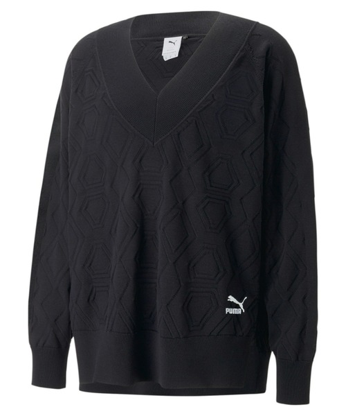 PUMA プーマ ユニセックス LUXE SPORT オーバーサイズ Vネック セーター