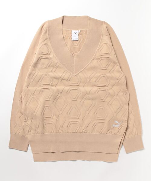 PUMA プーマ ユニセックス LUXE SPORT オーバーサイズ Vネック セーター