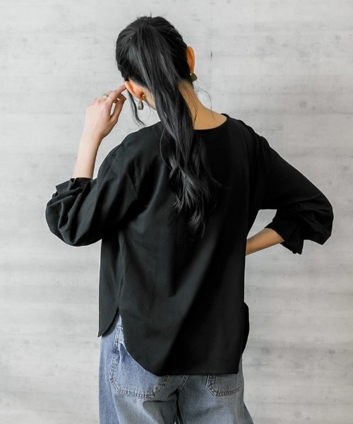atONE(アットワン)の「atONE タックスリーブカットソー 長袖(Tシャツ/カットソー・レディース・モカ/ブラック/オフホワイト・F)」の11枚目の写真