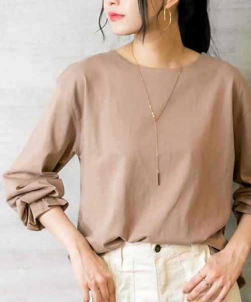 atONE(アットワン)の「atONE タックスリーブカットソー 長袖(Tシャツ/カットソー・レディース・モカ/ブラック/オフホワイト・F)」の17枚目の写真