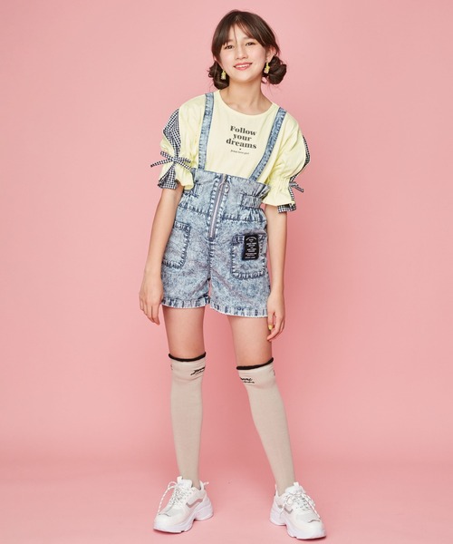 JENNI love（ジェニィラブ）の「袖ギンガムリボンTシャツ（T