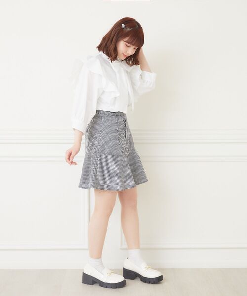 ems excite（エムズエキサイト）の「ロゴ刺繍ボウタイBL（シャツ/ブラウス・レディース・ブルー/ブルー系その他/ホワイト・FREE）」の5枚目の写真