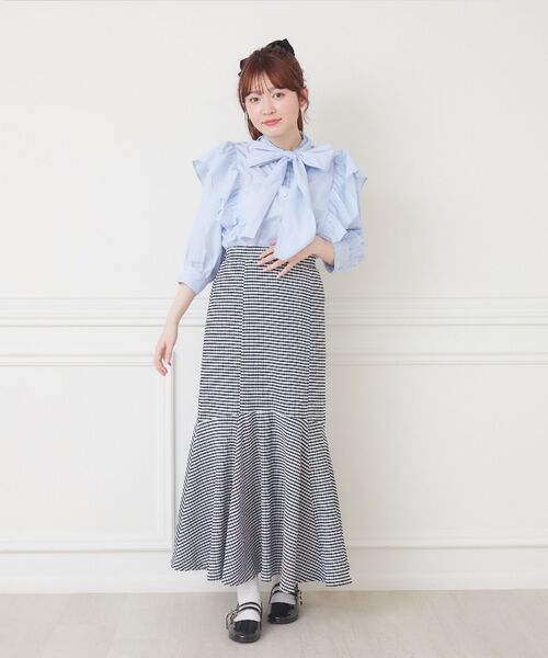 ems excite（エムズエキサイト）の「ロゴ刺繍ボウタイBL（シャツ/ブラウス・レディース・ブルー/ブルー系その他/ホワイト・FREE）」の11枚目の写真