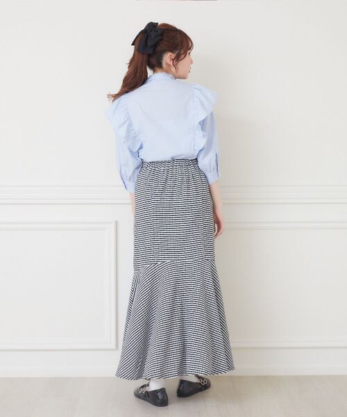 ems excite（エムズエキサイト）の「ロゴ刺繍ボウタイBL（シャツ/ブラウス・レディース・ブルー/ブルー系その他/ホワイト・FREE）」の14枚目の写真