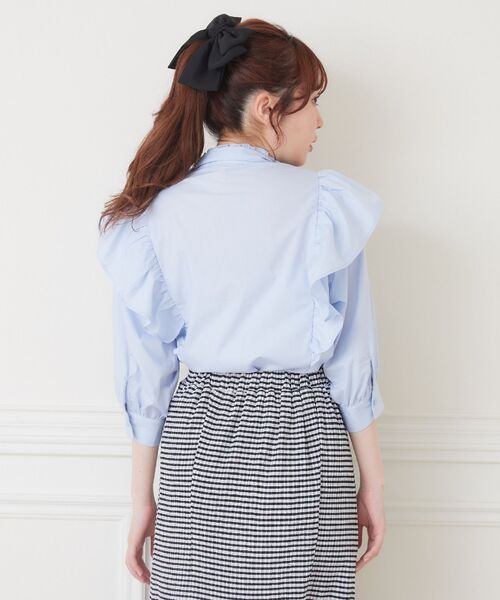 ems excite（エムズエキサイト）の「ロゴ刺繍ボウタイBL（シャツ/ブラウス・レディース・ブルー/ブルー系その他/ホワイト・FREE）」の17枚目の写真