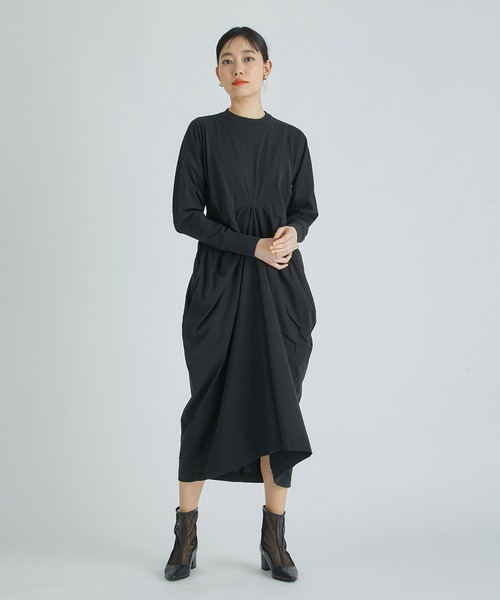 TOGA(トーガ)の「【TOGA/トーガ】Cotton jersey dress/コットンジャージーワンピース(ワンピース・レディース・ブラック/ホワイト・36)」の2枚目の写真