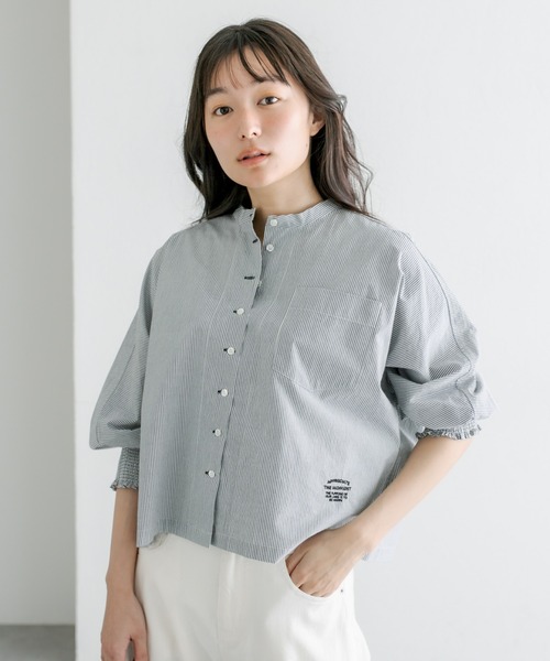 PUAL CE CIN(ピュアルセシン)の「先染めショート丈ブラウス(シャツ/ブラウス・レディース・グレー系/チェック/ブルー系その他・FREE)」の3枚目の写真