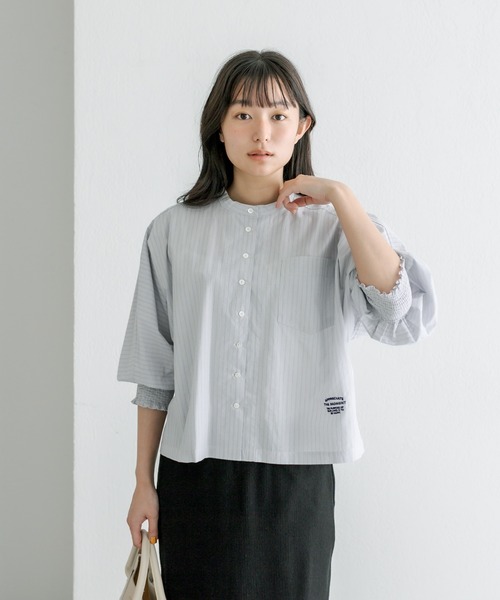 PUAL CE CIN(ピュアルセシン)の「先染めショート丈ブラウス(シャツ/ブラウス・レディース・グレー系/チェック/ブルー系その他・FREE)」の7枚目の写真
