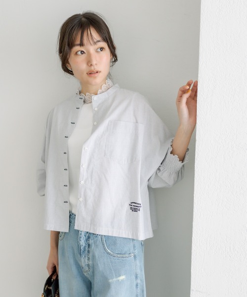 PUAL CE CIN(ピュアルセシン)の「先染めショート丈ブラウス(シャツ/ブラウス・レディース・グレー系/チェック/ブルー系その他・FREE)」の5枚目の写真